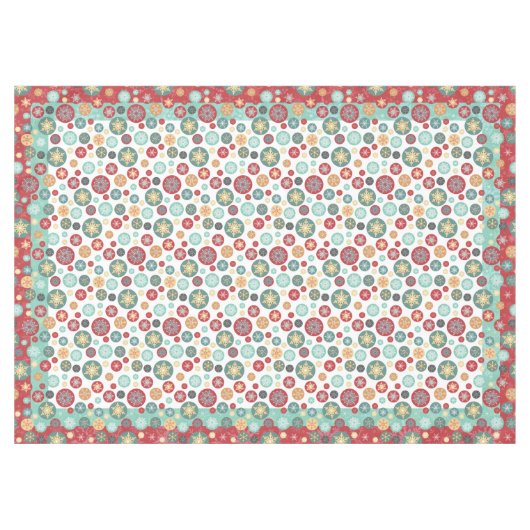Kerstkleuren Retro Deco Snowflakes Tafelkleed (Voorkant (Horizontaal))