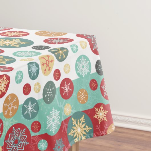 Kerstkleuren Retro Deco Snowflakes Tafelkleed (Voorbeeld)