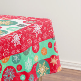 Kerstkleuren Retro Deco Snowflakes Tafelkleed