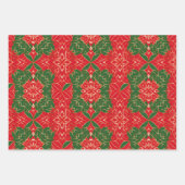 Kerstkleuren rood groen goud Damask naadloos Inpakpapier Vel (Voorkant 2)