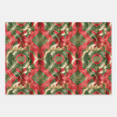 Kerstkleuren rood groen goud Damask naadloos Inpakpapier Vel (Voorkant)