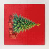 Kerstkleuren, versierde kerstboom, legpuzzel (Horizontaal)