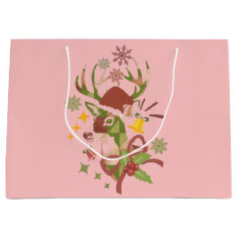 Kerstkleurig hertenontwerp groot cadeauzakje