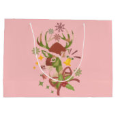 Kerstkleurig hertenontwerp groot cadeauzakje (Achterkant)