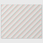 Kerstkleurig Matig Stripe Rood Roze Groen Cadeaupapier (Vlak)