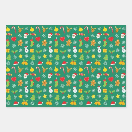 kerstkleurig patroon inpakpapier vel (Voorkant 2)