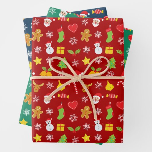 kerstkleurig patroon inpakpapier vel (In situ)