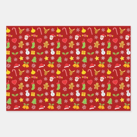 kerstkleurig patroon inpakpapier vel (Voorkant)