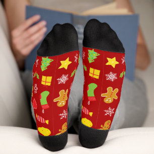 kerstkleurig rood patroon sokken