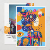 Kerstkleurige Abstracte rendierziekte op maat Feestdagenkaart (Voorkant / Achterkant)