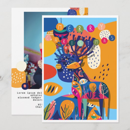 Kerstkleurige Abstracte rendierziekte op maat Feestdagenkaart (Voorkant / Achterkant)