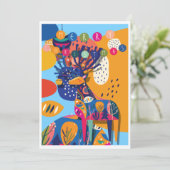 Kerstkleurige Abstracte rendierziekte op maat Feestdagenkaart (Staand voorkant)