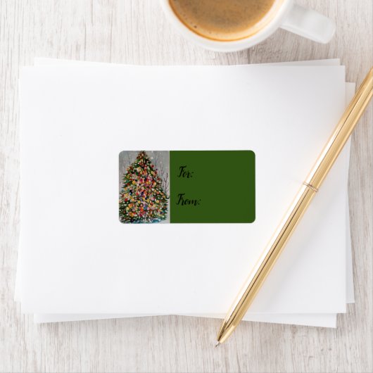 kerstkleurige boom. etiket (Insitu)