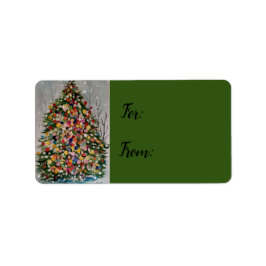 kerstkleurige boom. etiket