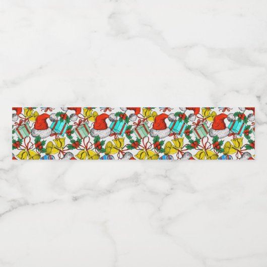 Kerstkleurige cadeaus Red Santa Hats Feestdagen W Waterfles Etiket (Enkel label)