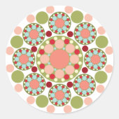 Kerstkleurige feestdag met feestelijk Ornament Ronde Sticker (Voorkant)