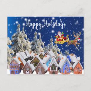 kerstkleurige Feestdagen Golden Santa Sleigh Briefkaart