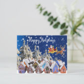 kerstkleurige Feestdagen Golden Santa Sleigh Briefkaart (Staand voorkant)