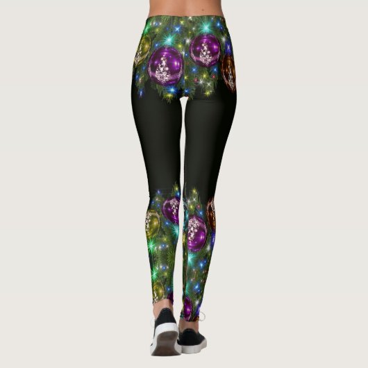 Kerstkleurige Feestdagen zwart Leggings (Achterkant)
