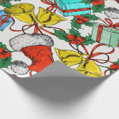 Kerstkleurige Gift Red Santa Hat Cadeaupapier (Hoek)