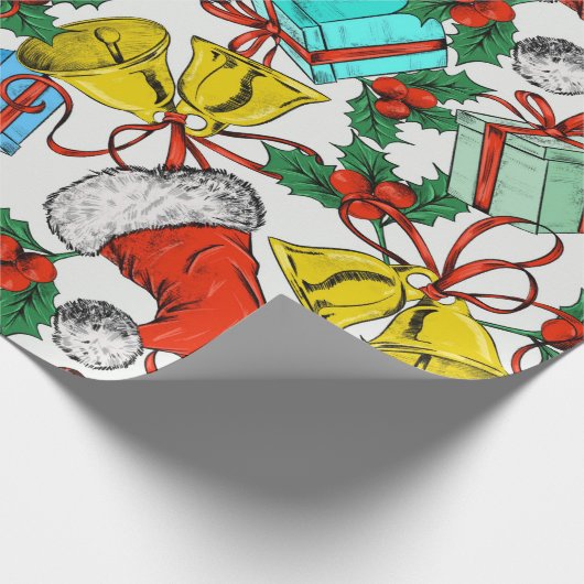 Kerstkleurige Gift Red Santa Hat Cadeaupapier (Hoek)