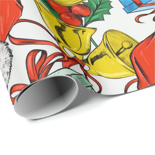 Kerstkleurige Gift Red Santa Hat Cadeaupapier (Rol Hoek)