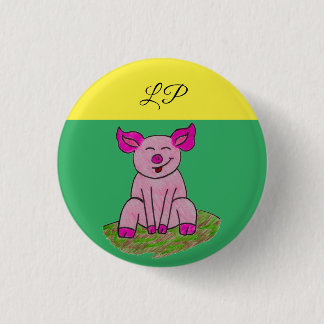 Kerstkleurige LP A.K.A. Lil Piglet pin/ Ronde Button 3,2 Cm