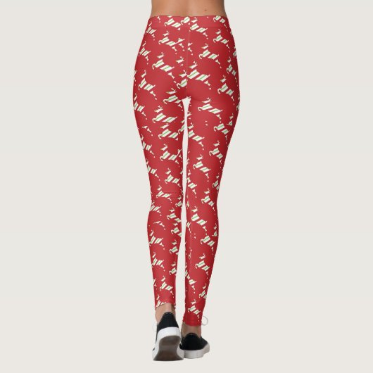 Kerstkleurige rendierrode Feestdagen Leggings (Achterkant)