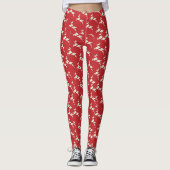 Kerstkleurige rendierrode Feestdagen Leggings (Voorkant)