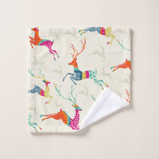 Kerstkleurige rendierziekte bad handdoek (Wasdoekje)