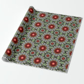 kerstkleurige rode versiering cadeaupapier (Uitgerold)