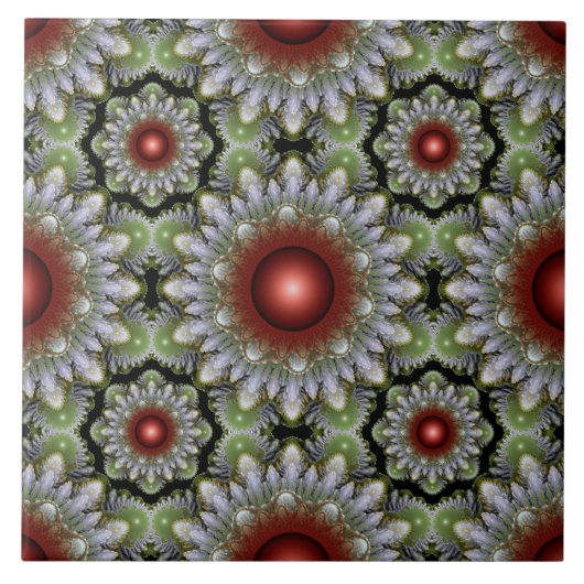 kerstkleurige rode versiering tegeltje (Voorkant)