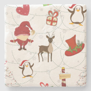 Kerstkleurige symbolen 2 Veranderlijke achtergrond Stenen Onderzetter