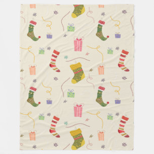 Kerstkleurige symbolen Veranderlijke Achtergrond Fleece Deken