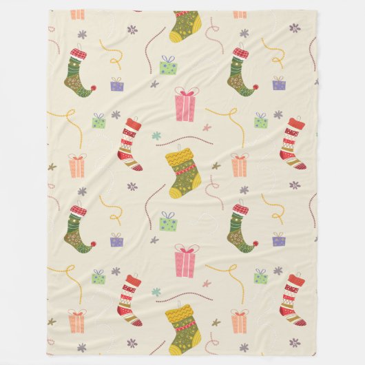 Kerstkleurige symbolen Veranderlijke Achtergrond Fleece Deken (Voorkant)