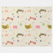 Kerstkleurige symbolen Veranderlijke Achtergrond Fleece Deken (Voorkant (Horizontaal))