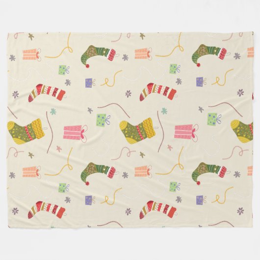 Kerstkleurige symbolen Veranderlijke Achtergrond Fleece Deken (Voorkant (Horizontaal))