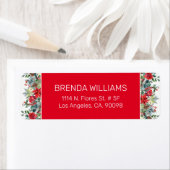 kerstkleurige waterverven bloemen aan de grens etiket (Insitu)