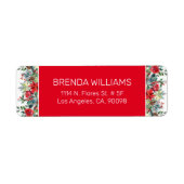 kerstkleurige waterverven bloemen aan de grens etiket (Voorkant)