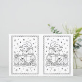 Kerstkleurplaat Trein van de Kerstman voor Kindere (Staand voorkant)