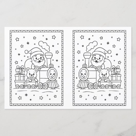 Kerstkleurplaat Trein van de Kerstman voor Kindere (Voorkant)