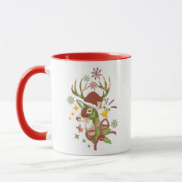Kerstkleurrijk hertenontwerp gekleurd mok