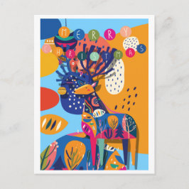 Kerstkleurrijke abstracte rendieren feestdagenkaart