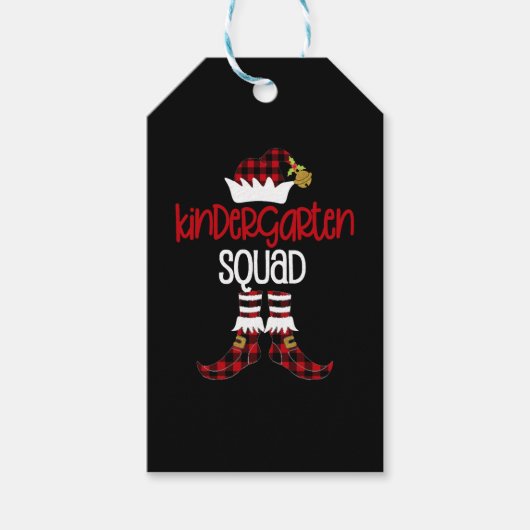 Kerstkleuterschool Elf-leraar student B Cadeaulabel (Voorkant)