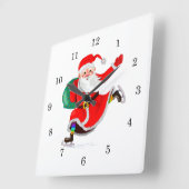 Kerstklok Kerstman met cadeau Vierkante Klok (Hoek)