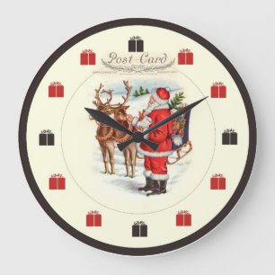 Kerstklok met kerstfeest - rendier met kerstbeker  grote klok