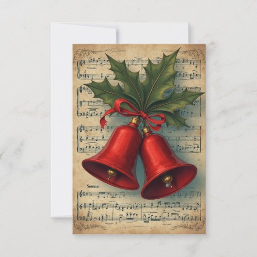Kerstklokken Bladmuziek Bedankkaart (Voorkant)