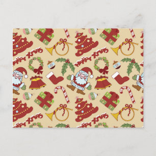 kerstklokken, boom- en kerstmannetjes briefkaart