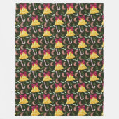 KERSTKLOKKEN CANDYCANES & COOKIES FLEECE DEKEN (Voorkant)