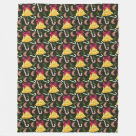 KERSTKLOKKEN CANDYCANES & COOKIES FLEECE DEKEN